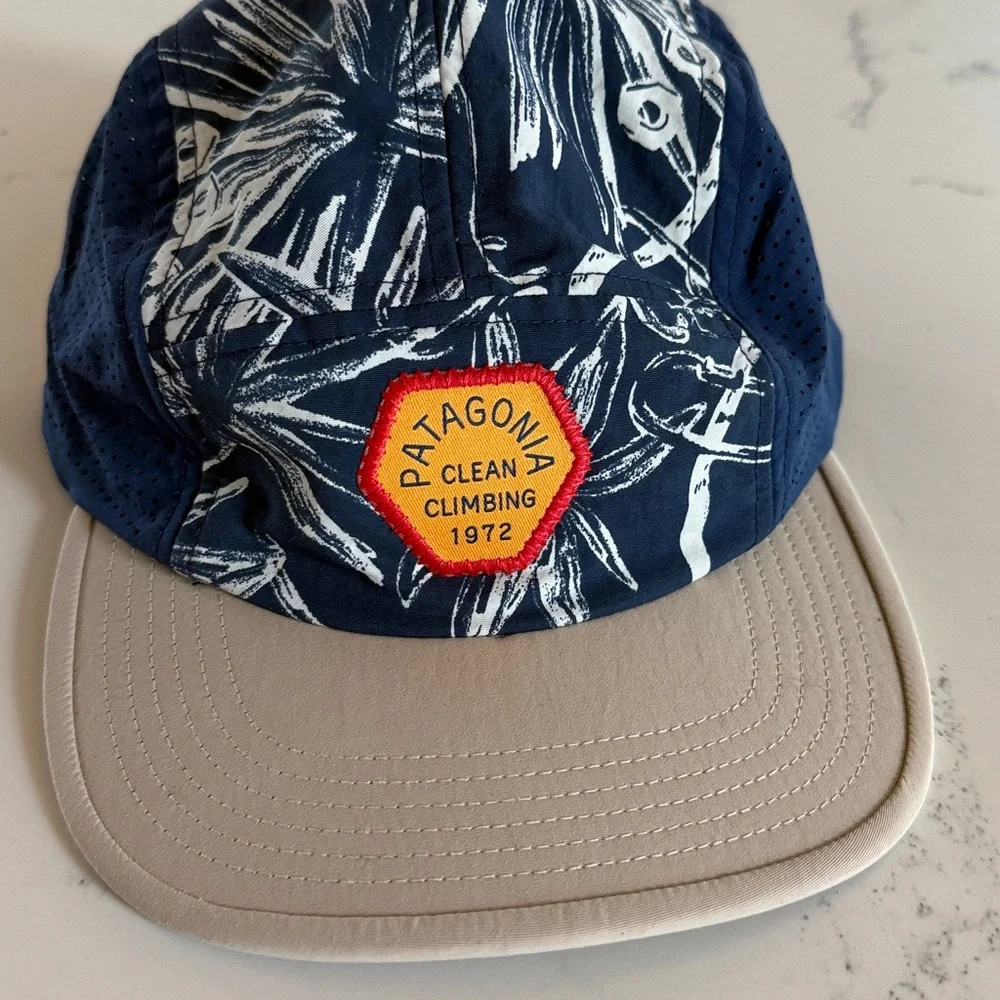 Patagonia Graphic Maclure Five-Panel Hat Limited Edition Navy Blue/ Tan Color